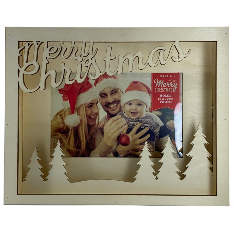 White Make A Merry Christmas Layered Photo Frame Holds 6x4 Christmas