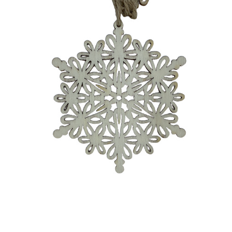 Dark Gray Make A Merry Christmas Plywood Ornate Snowflake Ornament 3 Pack Christmas