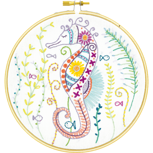 White Smoke Seahorse - Embroidery Kit 15cm Needlework Kits