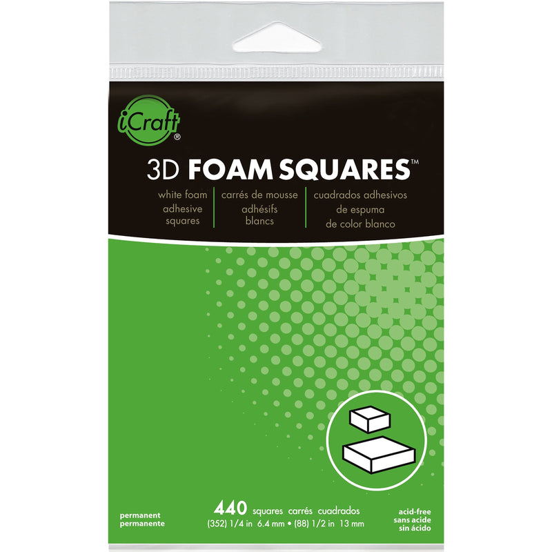 Black Thermoweb 3D Foam Squares Combo Pack-White (352) 6mm & (88) 12mm 440/Pkg Paper Craft Adhesives