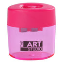 Violet Red The Art Studio 2 Hole Oval Pencil Sharpener With Catcher Drawing Accessories