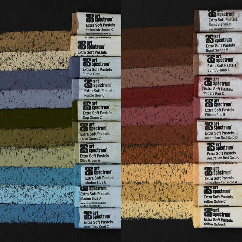 Saddle Brown Art Spectrum Extra Soft Square Pastel Set Of 20 - Arid Landscape Pastels & Charcoal