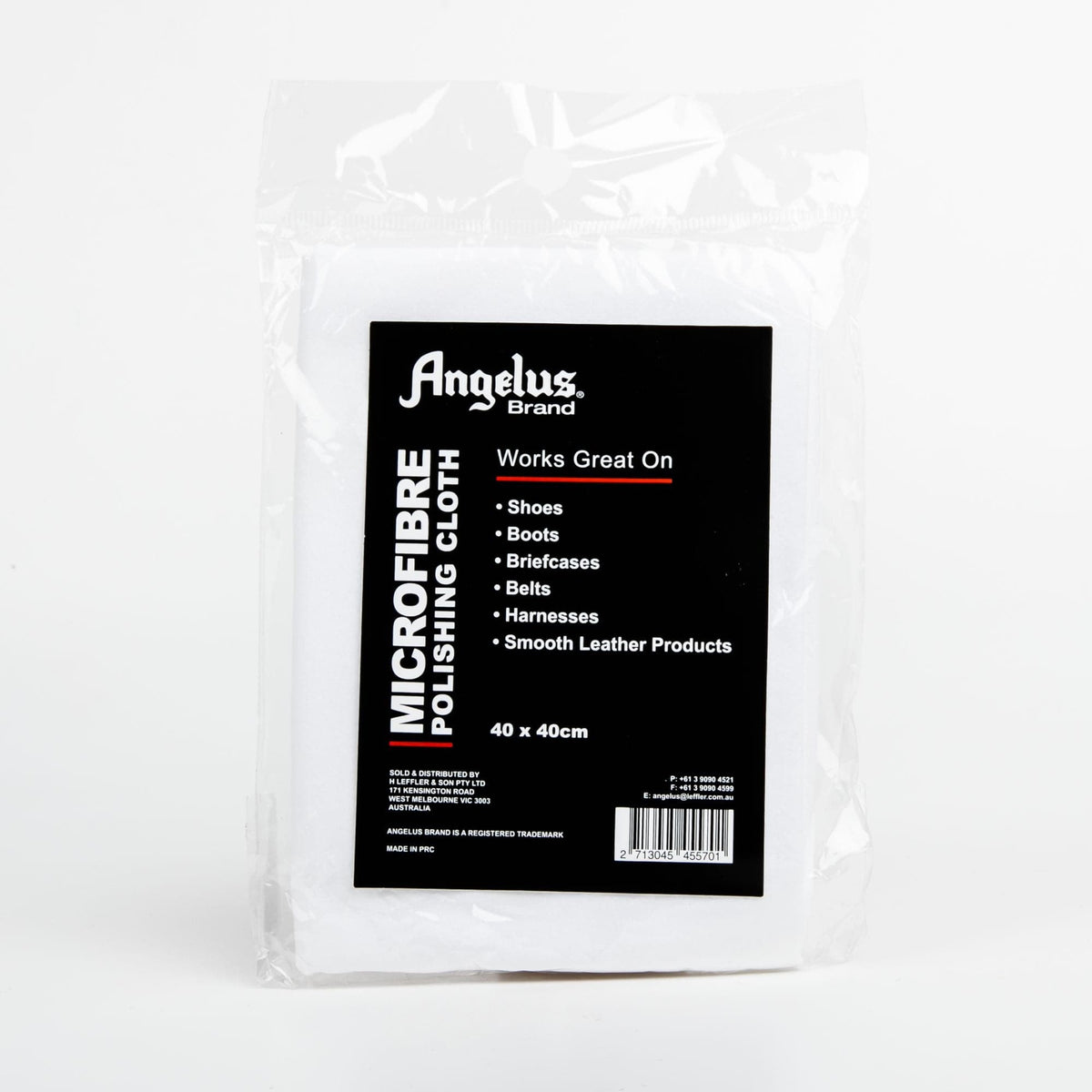 Black Angelus Polish Cloth White Microfiber 40Cm X 40Cm Leather Care