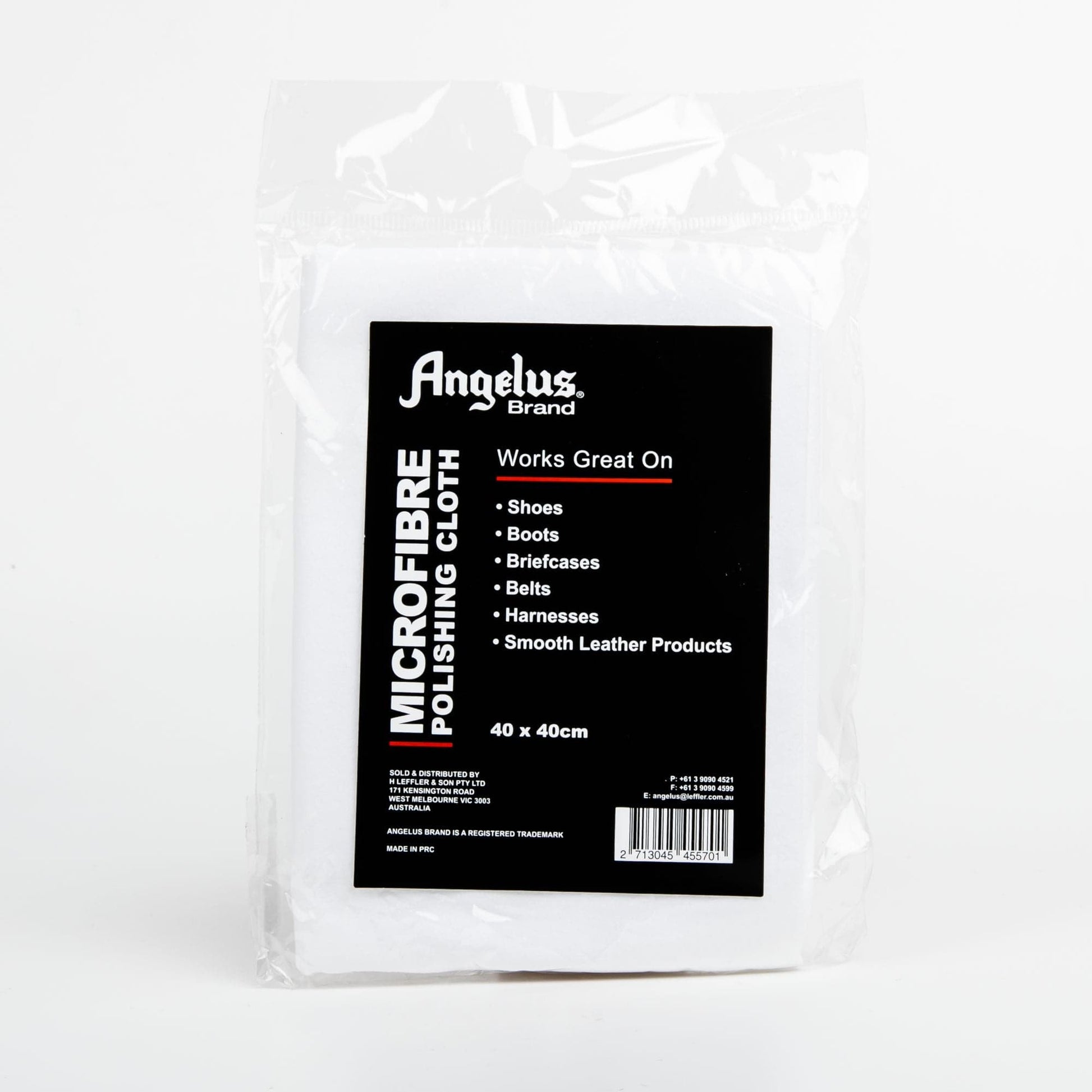 Black Angelus Polish Cloth White Microfiber 40Cm X 40Cm Leather Care