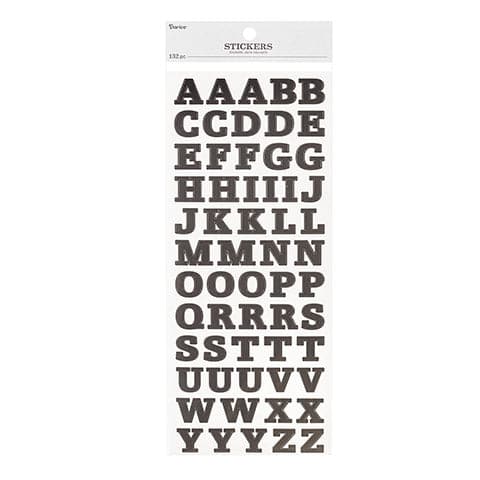 Small Type Font Letter Stickers Black 132 Pc