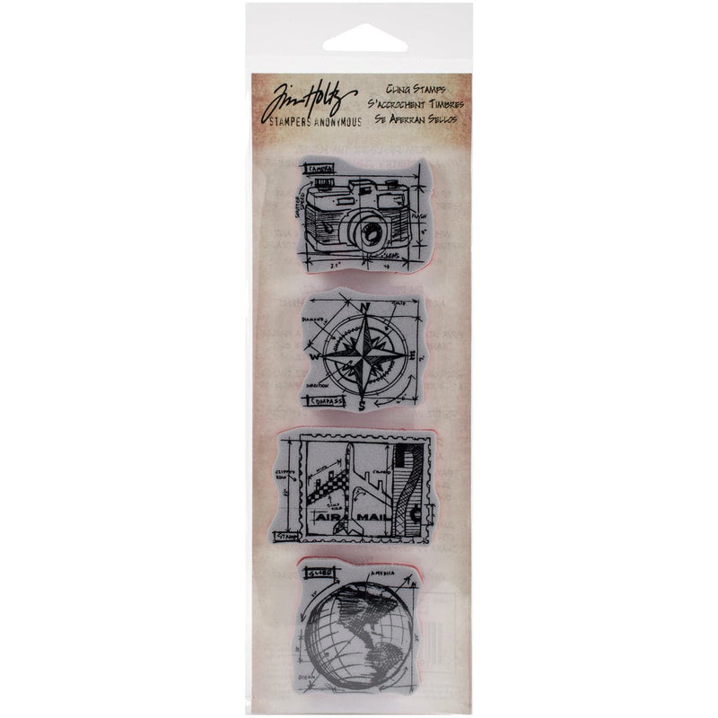 Dark Gray Tim Holtz Mini Blueprints Strip Cling Stamps 

Travel Stamps