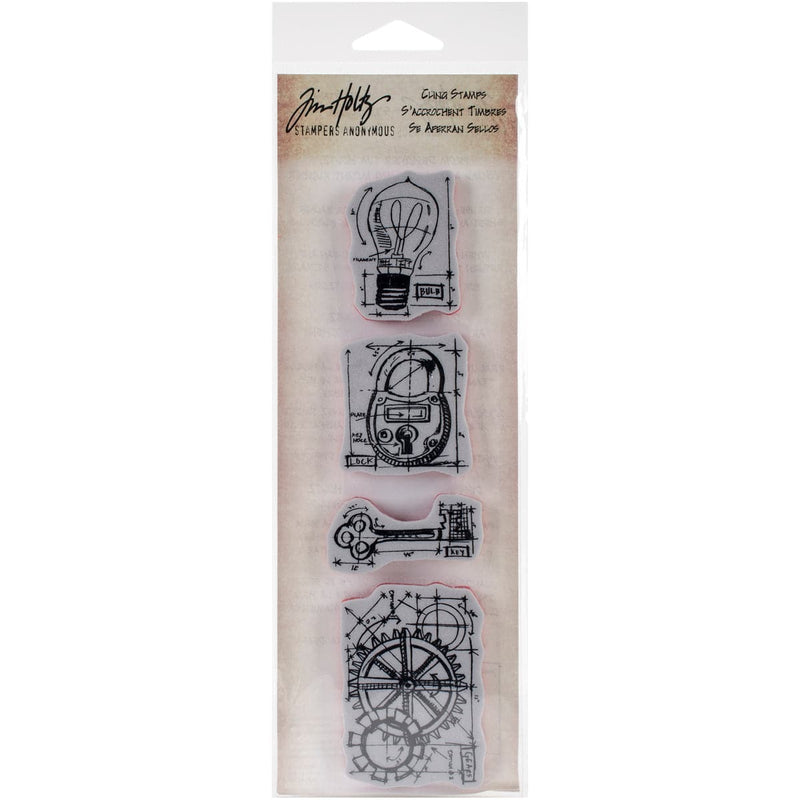 Dark Gray Tim Holtz Mini Blueprints Strip Cling Stamps  

Industrial Stamps