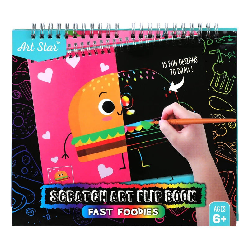 Deep Pink Art Star  Fast Foodies Scratch Art Flip Book Kids Craft Kits