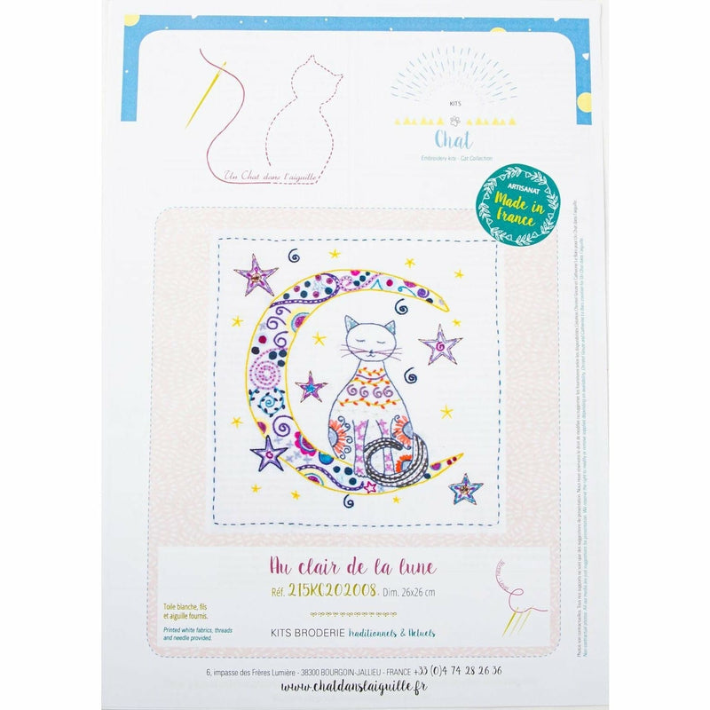 Lavender A Cat's Life - In the Moonlight - Embroidery Kit 26x26cm Needlework Kits