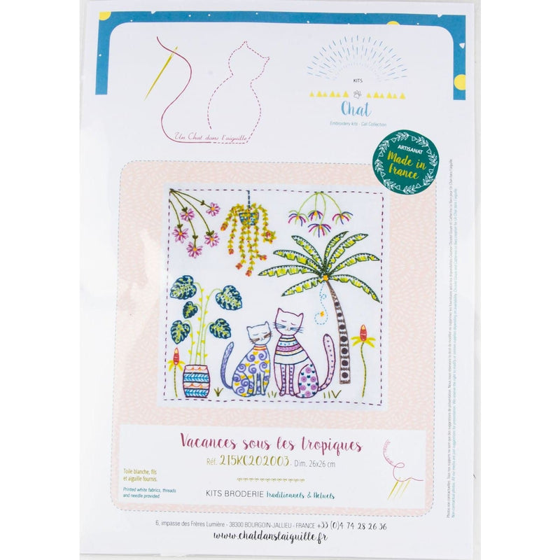 Tan A Cat's Life - Vacation in the Tropics Embroidery Kit 26x26cm Needlework Kits