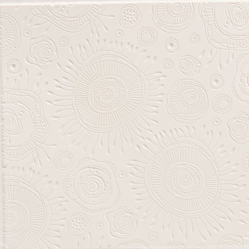 Antique White Carabelle Studio Art Printing Square Rubber Texture Plate-Circles In Pistils Printmaking