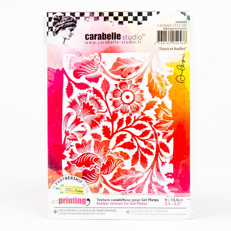 Red Carabelle Studio Art Printing A6 Rubber Texture Plate-Flowers & Leaves Printmaking