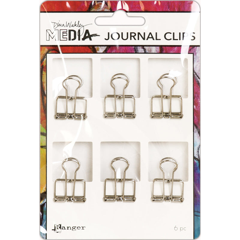 White Smoke Dina Wakley Media Journal Clips 6/Pkg- Planners and Journals