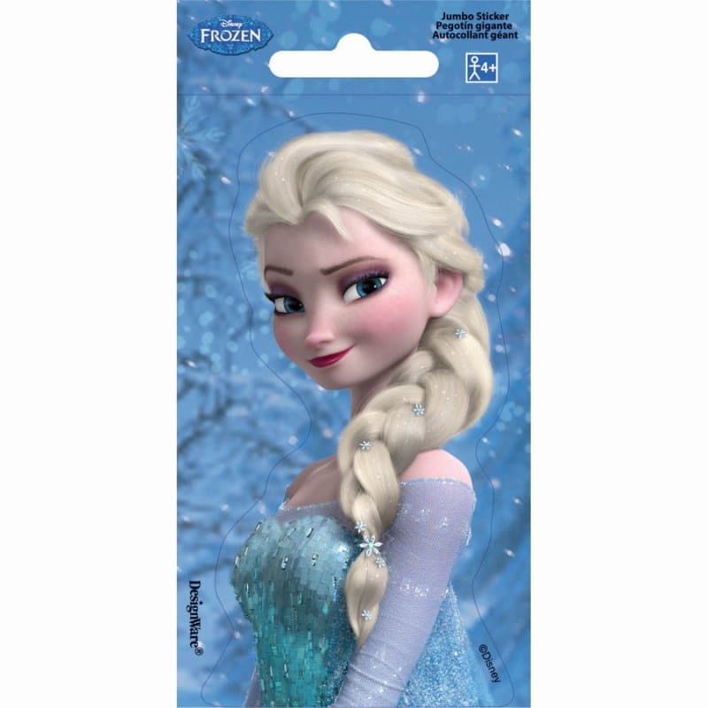 Cadet Blue Jumbo Favor Sticker-Frozen Elsa 14cm x 7cm (1 Piece) Party Supplies