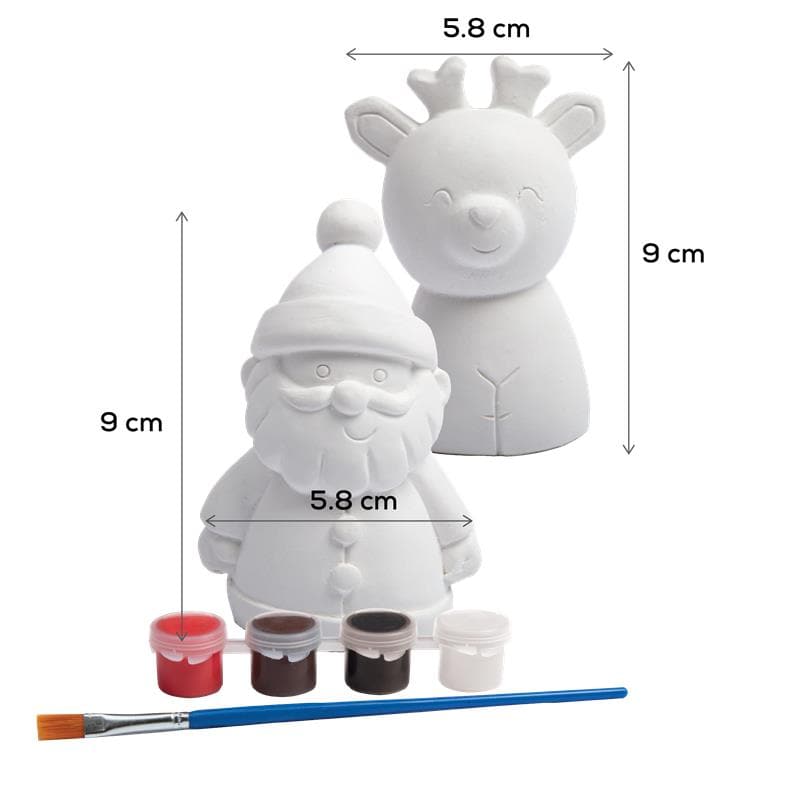 Light Gray Art Star Paint Your Own Plaster Santa and Reindeer Figures Makes 2 Christmas