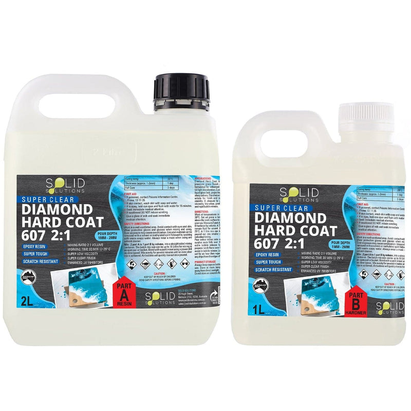 Light Gray Solid Solutions Diamond Hard Coat 607 UV Resistant Premium Epoxy Resin  2:1 3Litre Acrylic Paints