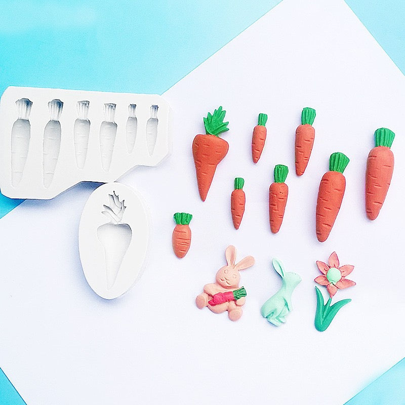 White Smoke The Clay Studio Carrot Silicone Moulds for Polymer Clay and Resin 9.5x6.3x1.4cm Resin Craft Moulds