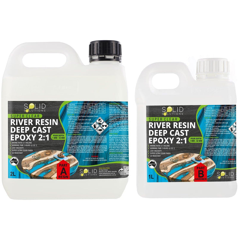 Light Gray Solid Solutions River Resin Deep Cast Epoxy 2:1 3Litre  Kit Resin Craft