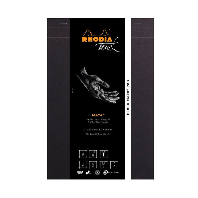 Black Rhodia Touch  Black  Maya Pad  Plain  A4+  Black Pads