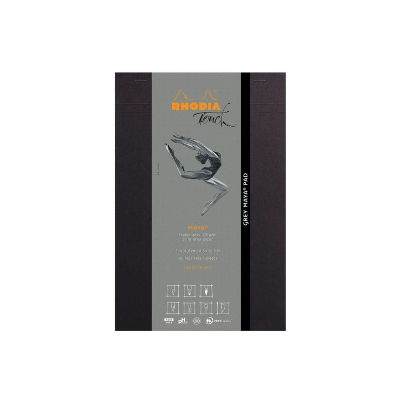 Dark Slate Gray Rhodia Touch Grey Maya Pad Cross 'n'  Dot A4+  Black Pads