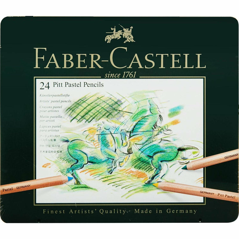 Gray Faber Castell Pitt Pastel Pencils  Assorted – Tin Box of 24 Pencils