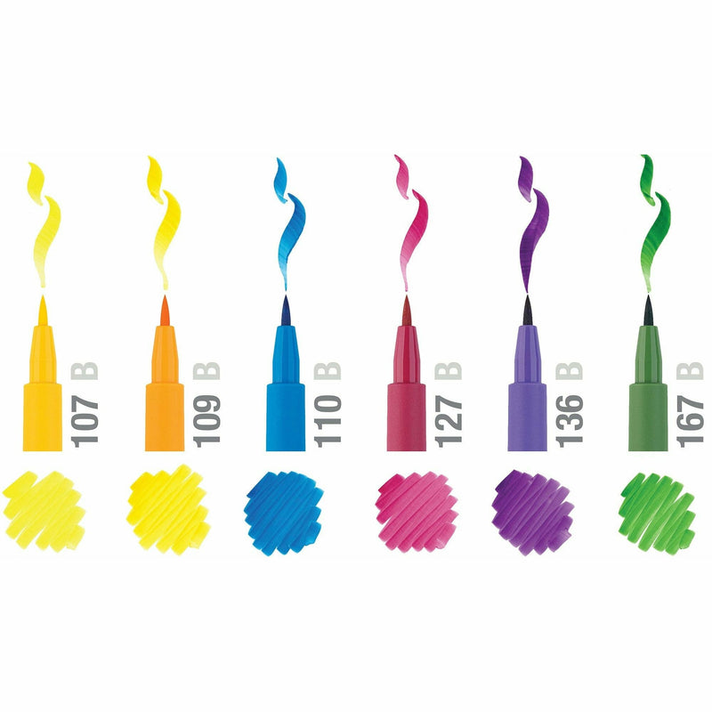 Dark Cyan Faber Castell Pitt Artist Brush Pens  Basic Assorted – Pack of 6 Brush Pen