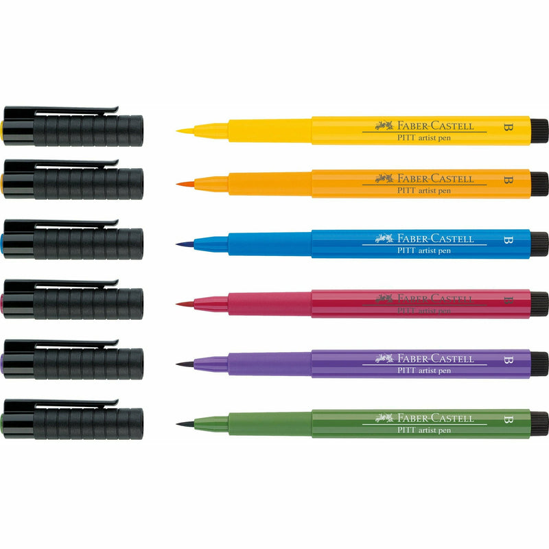 Sandy Brown Faber Castell Pitt Artist Brush Pens  Basic Assorted – Pack of 6 Brush Pen