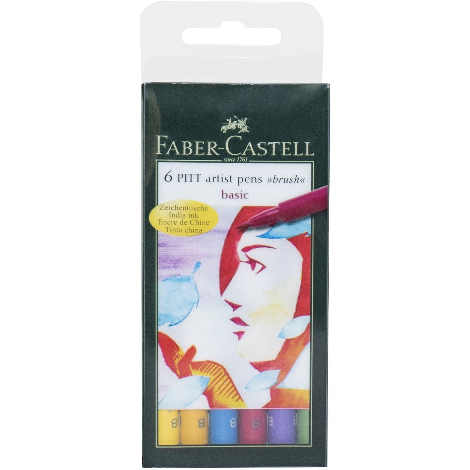 Faber Castell Pitt Artist Brush Pens Basic Assorted – Pack of 6