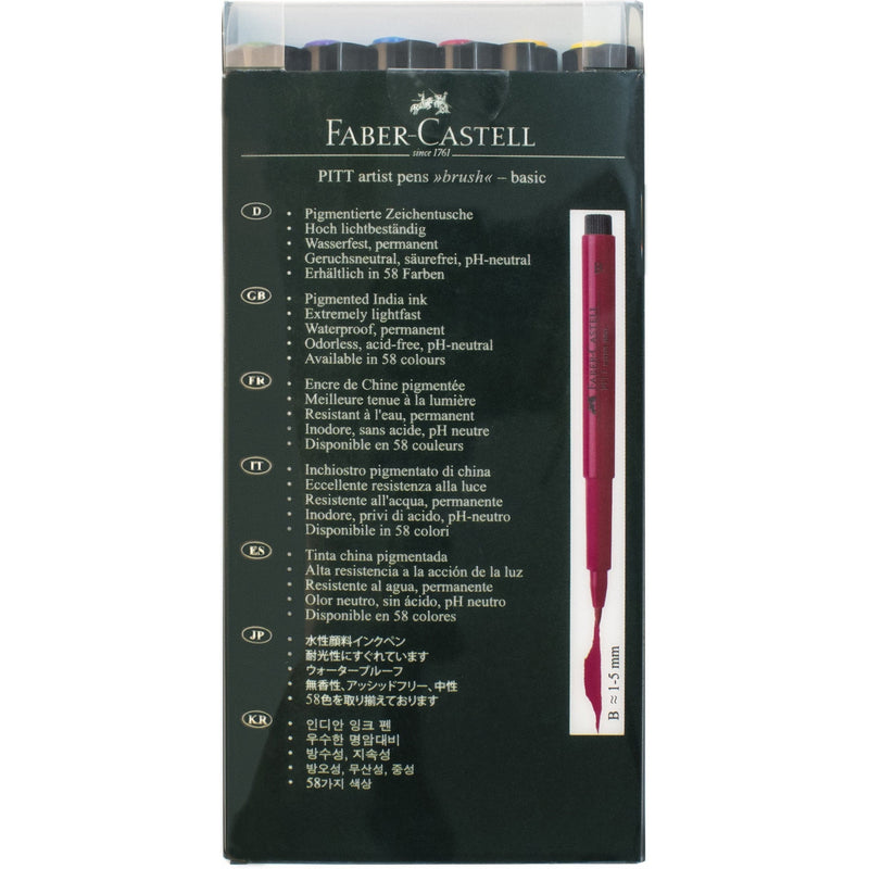 Dark Slate Gray Faber Castell Pitt Artist Brush Pens  Basic Assorted – Pack of 6 Brush Pen