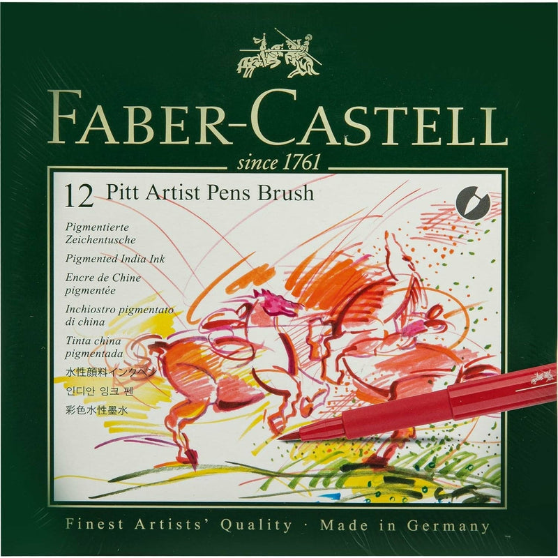 Chocolate Faber Castell Pitt Artist Brush Pens  Assorted – Box of 12   In a plastic case Brush Pen