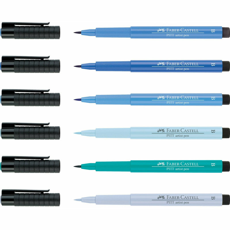 Steel Blue Faber Castell Pitt Artist Brush Pens  Shades of Blue – Pack of 6 Brush Pen