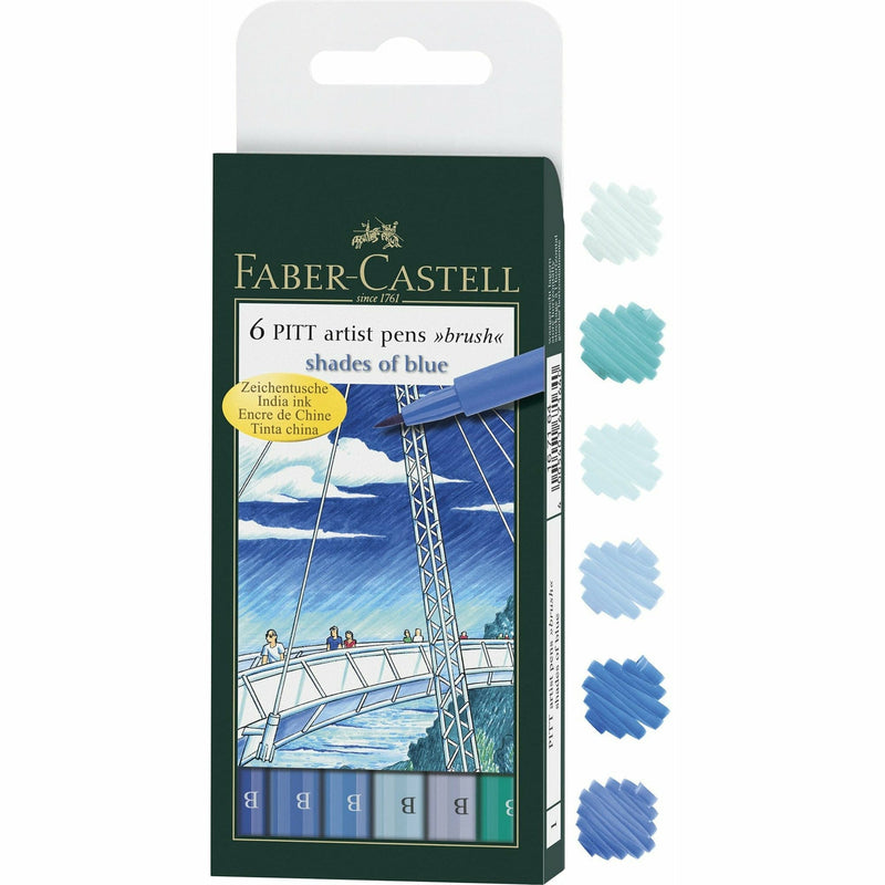 Beige Faber Castell Pitt Artist Brush Pens  Shades of Blue – Pack of 6 Brush Pen
