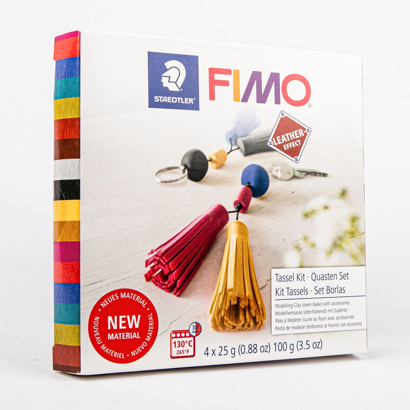 Firebrick Staedtler Fimo Leather Effect Kit-Keychain Tassel Polymer Clay (Oven Bake)