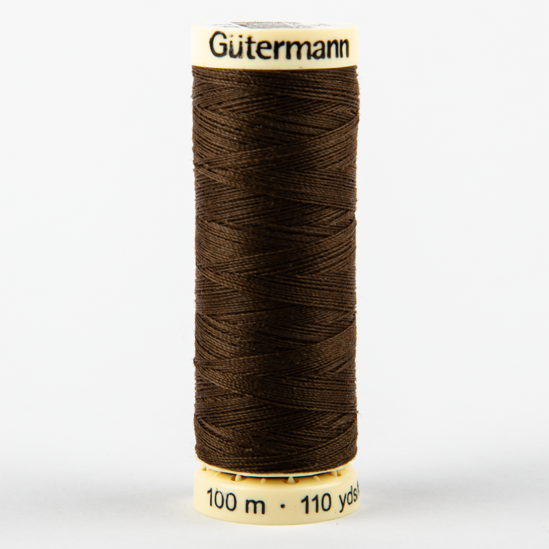 Black Gutermann Sew-All Polyester Sewing Thread 100mt - 021 - Dark Brown Sewing Threads