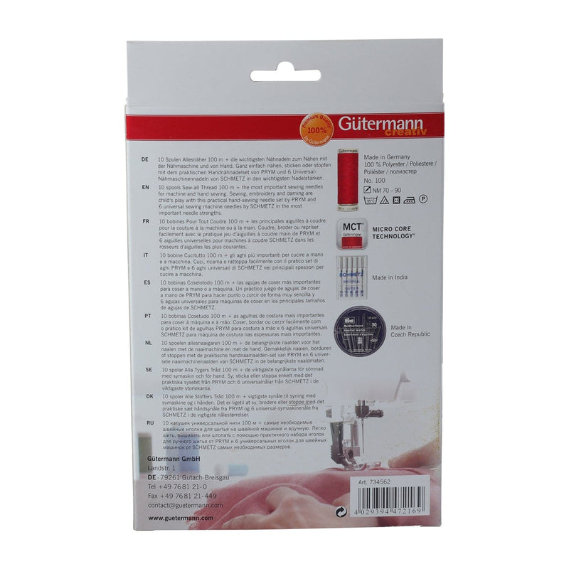 Dark Gray Gutermann Thread Set: Sewing Needles: Sew-All: 10 x 100m: Assorted Sewing Threads