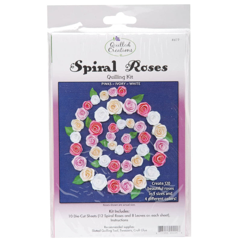 Dark Slate Blue Quilled Creations Quilling Kit - Spiral Roses - White, Ivory and Pink Quilling