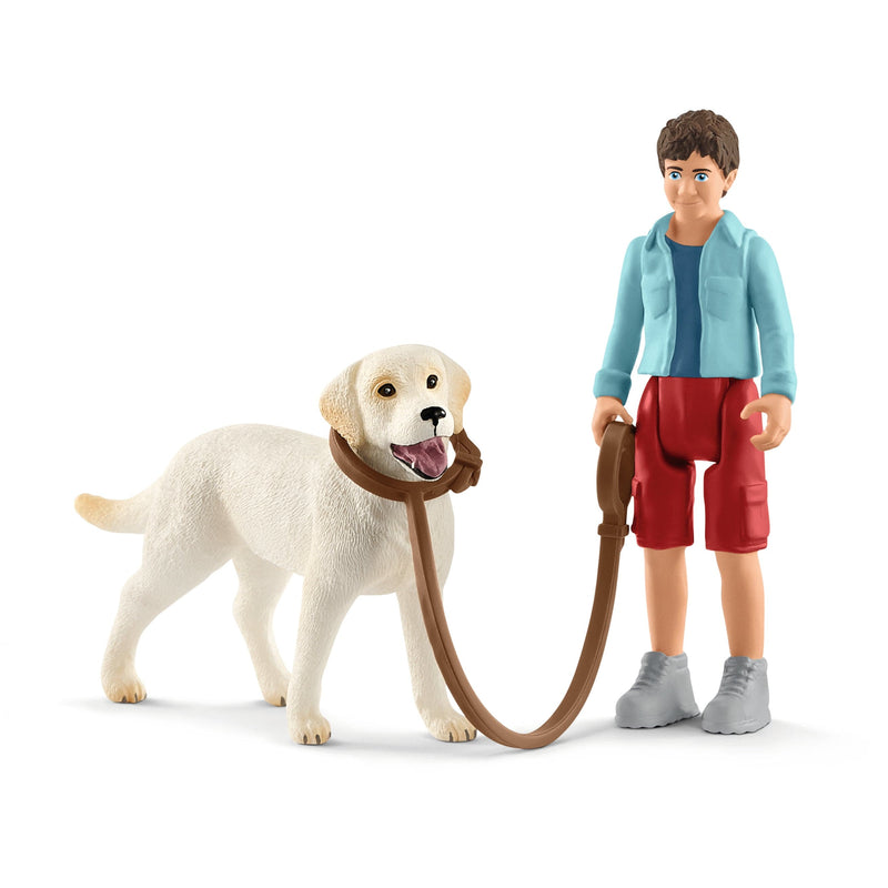 Gray Schleich - Walking with Labrador retriever Kids Art and Craft