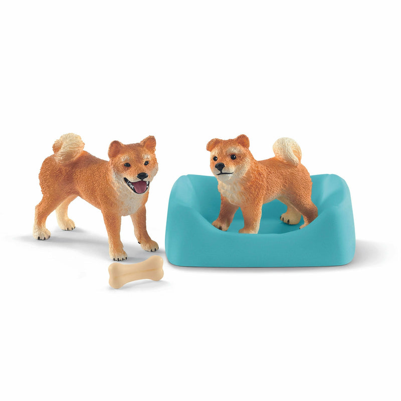 Rosy Brown Schleich - Shiba Inu mother and puppy Kids Educational Games and Toys