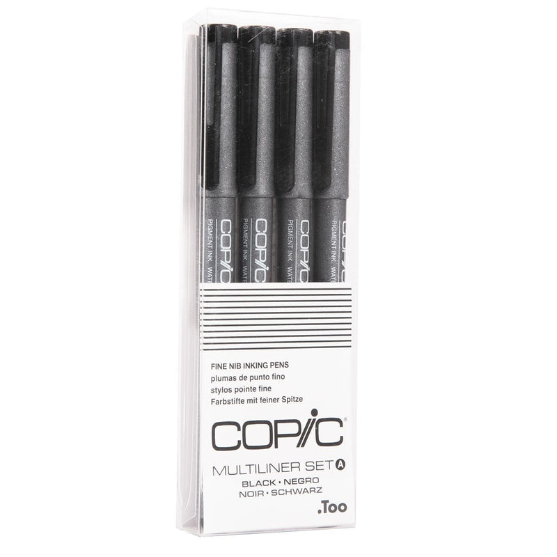 Light Gray Copic Multiliner Set - Black Set A Set of 4 Fine Nib Ink Pens Pens and Markers