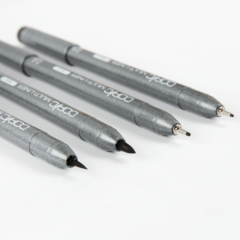 White Smoke Copic Multiliner Set - Black Set B Set of 4 Fine Nib Ink Pens Pens and Markers