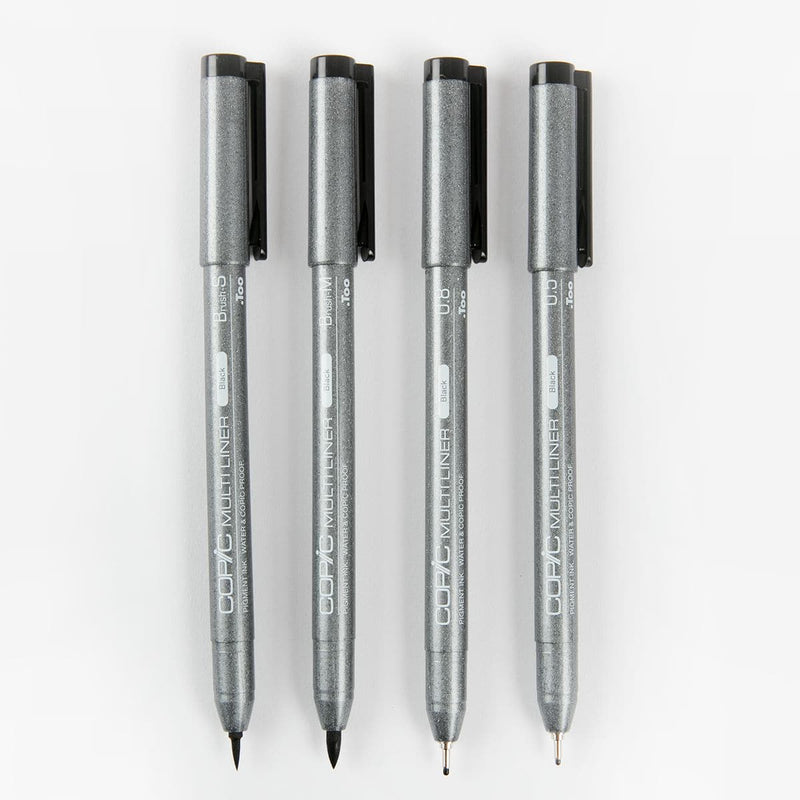Lavender Copic Multiliner Set - Black Set B Set of 4 Fine Nib Ink Pens Pens and Markers