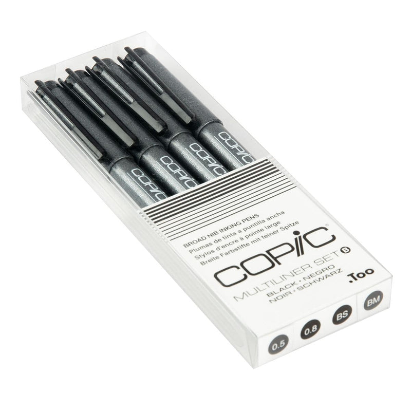 Dark Slate Gray Copic Multiliner Set - Black Set B Set of 4 Fine Nib Ink Pens Pens and Markers