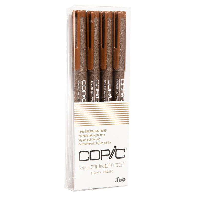 Beige Copic Multiliner Set - Sepia Set of 4 Fine Nib Ink Pens Pens and Markers