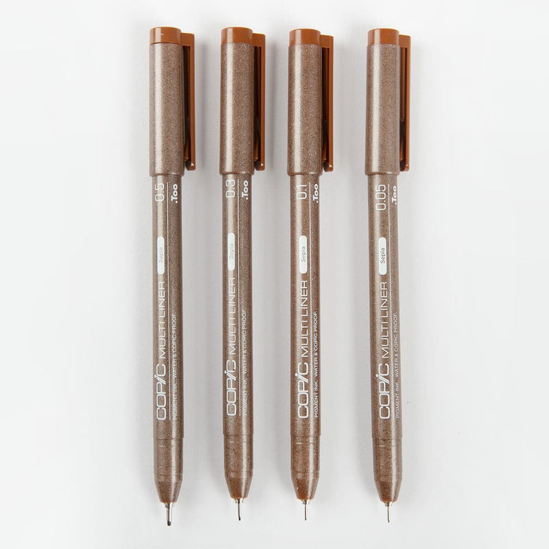 Lavender Copic Multiliner Set - Sepia Set of 4 Fine Nib Ink Pens Pens and Markers