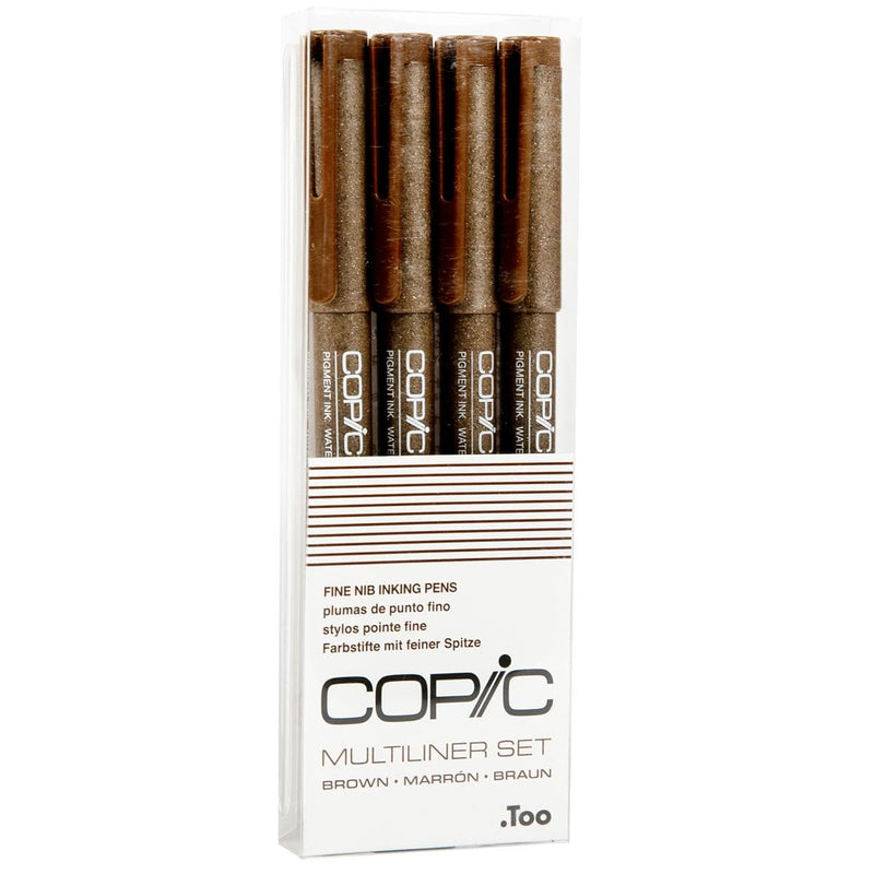 Black Copic Multiliner Set - Brown Set of 4 Fine Nib Ink Pens Pens and Markers