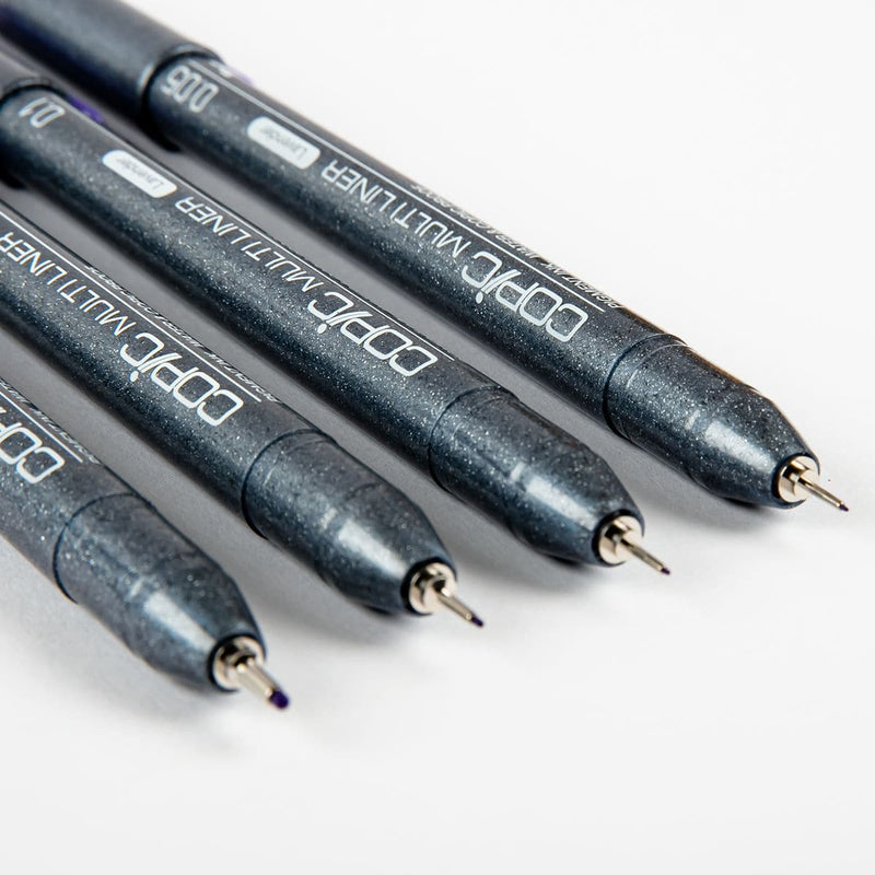 Light Gray Copic Multiliner Set - Lavender Set of 4 Fine Nib Ink Pens Pens and Markers