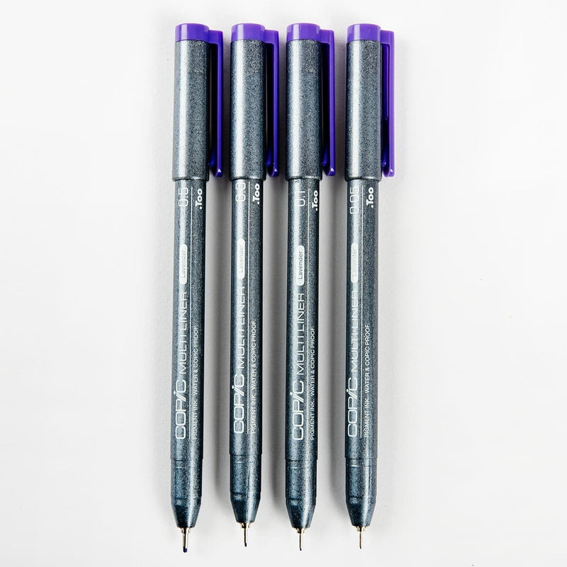 Dark Slate Gray Copic Multiliner Set - Lavender Set of 4 Fine Nib Ink Pens Pens and Markers