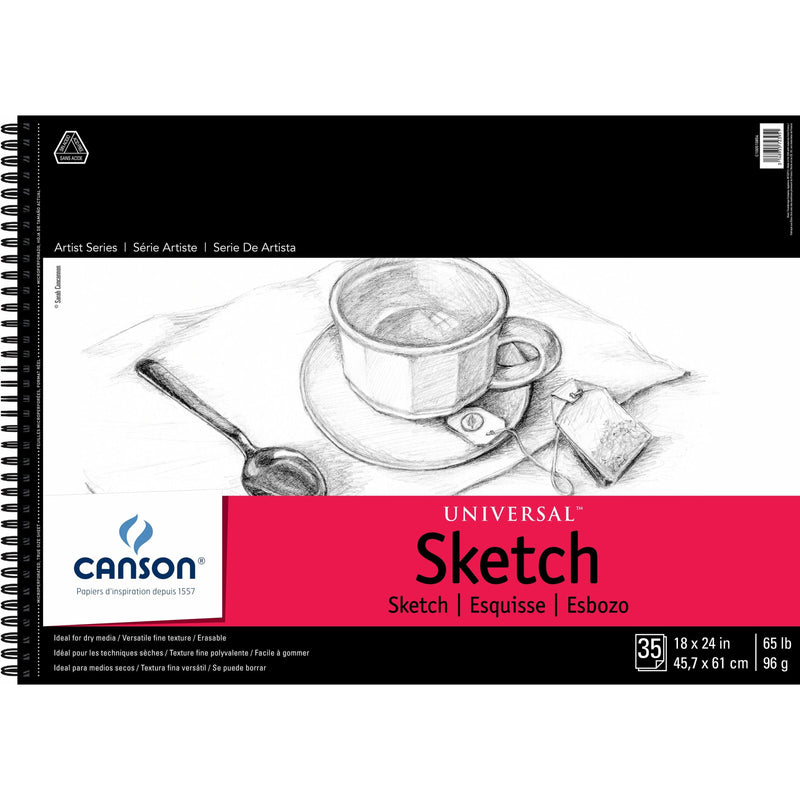 Black Canson Universal Spiral Sketch Book 18"X24" - 35 Sheets Pads