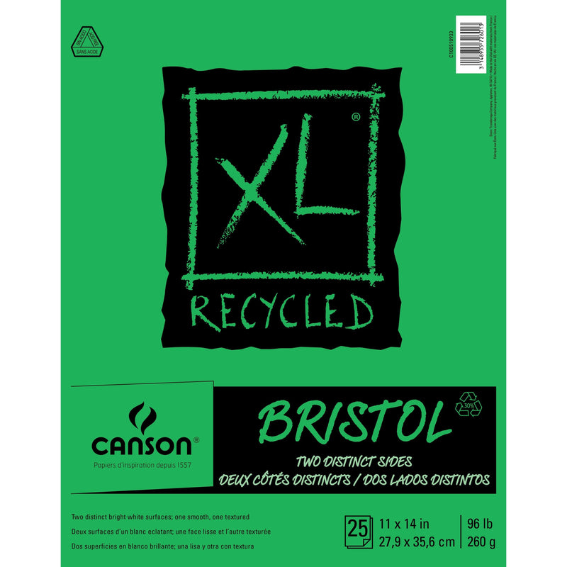Medium Sea Green Canson XL Recycled Bristol Paper Pad 11"X14" - 25 Sheets Pads