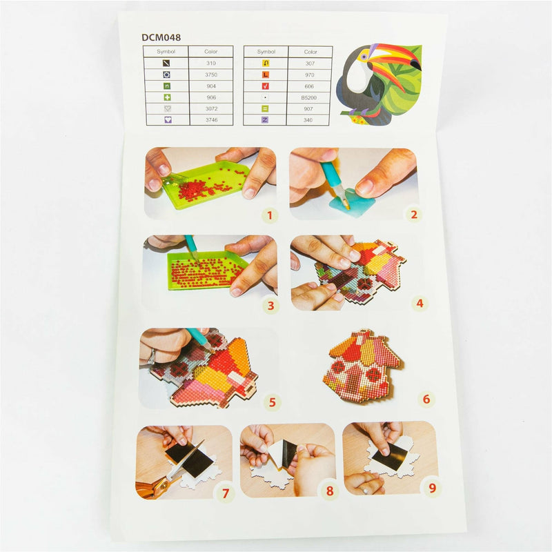 Light Salmon Be Happy Toucan Diamond Painting  Mosaic Magnet Kit -
10.2cm x 10.2cm - Collection  D'Art Diamond Painting Kit